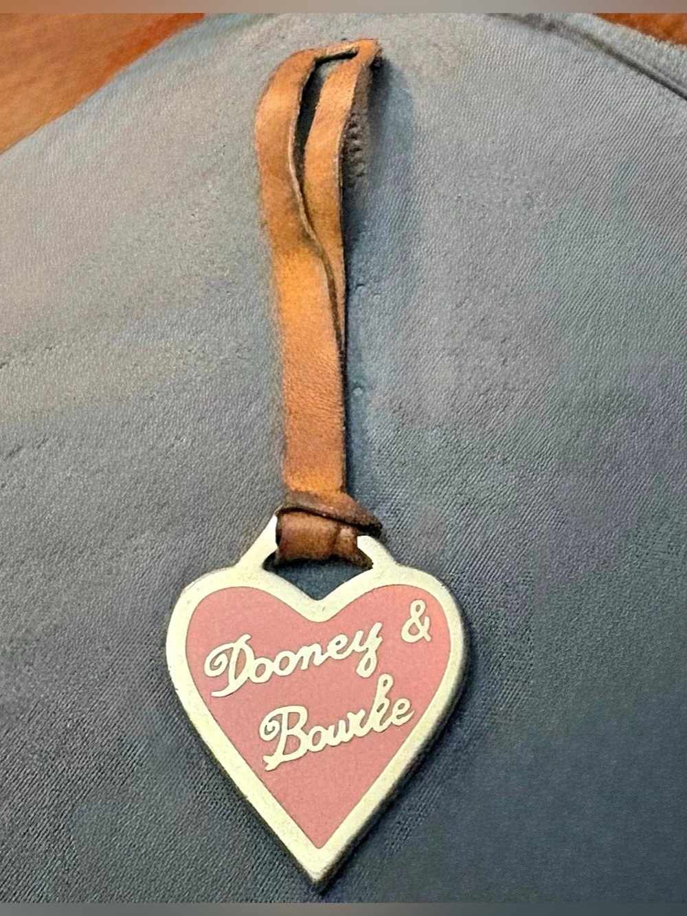 Vintage Dooney & Bourke Pink Heart Purse Bag Charm Key Chain Leather Fob Y2K